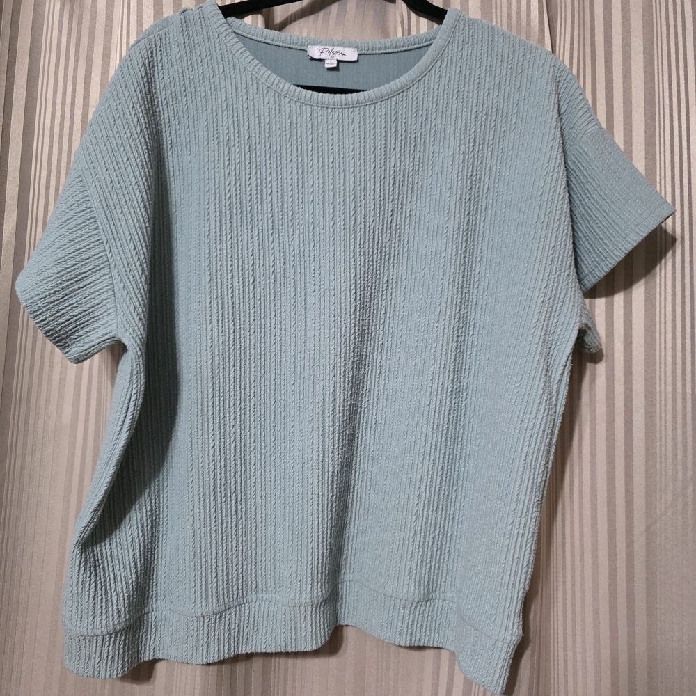 Polygeam Light Blue-Green Textured Top